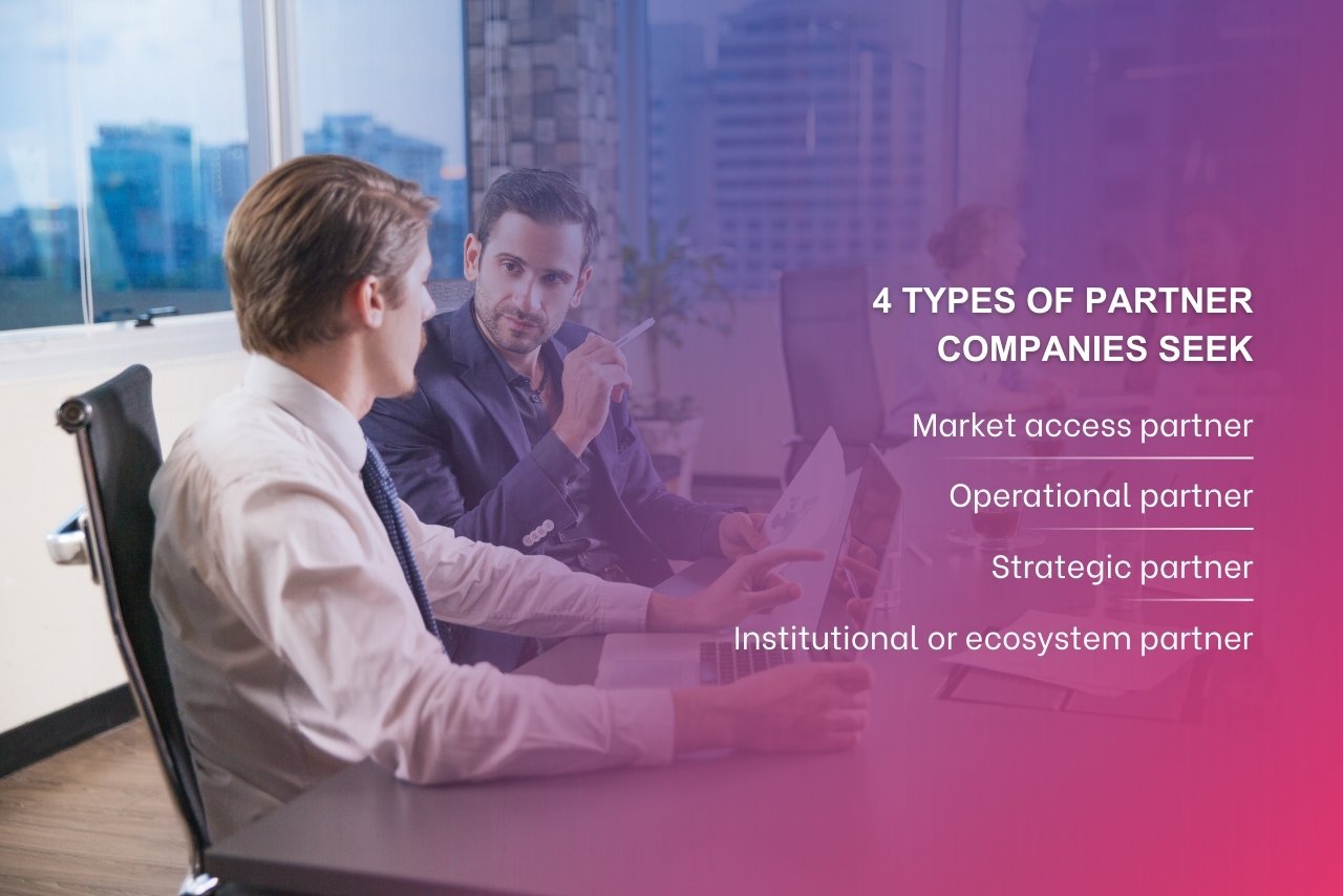 Companies seek different partner types depending on market access, operations, strategy, and compliance needs