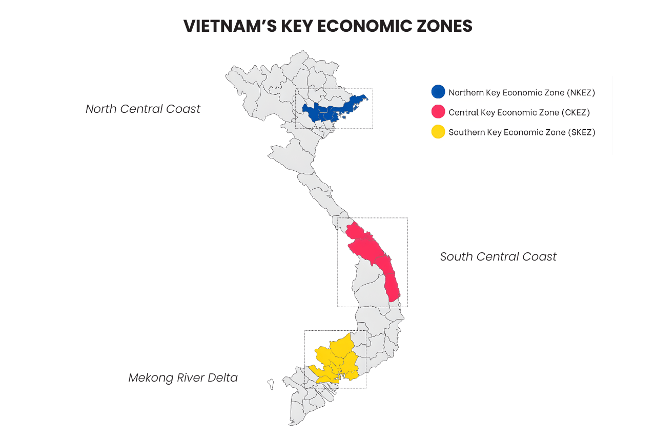 Industrial parks in Vietnam are organized across key economic zones in the North, Central, and South.