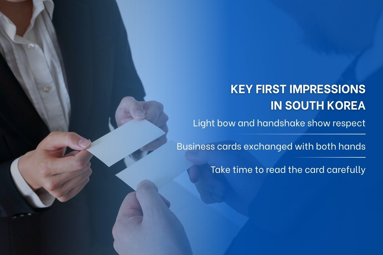 Korean Business Meeting Greeting And Business Card Exchange Cultural Etiquette