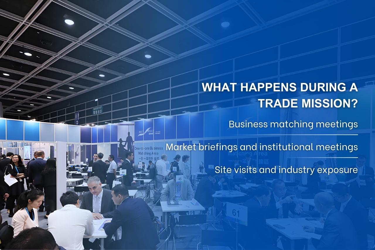 Business matching meetings during a trade mission, connecting companies with partners and distributors