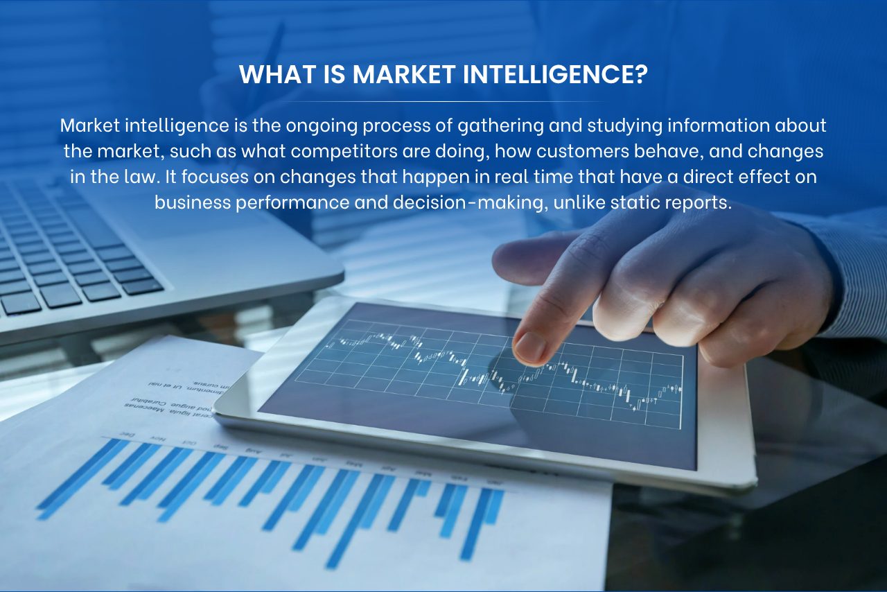 Market intelligence tracks competitors, customer behavior, and regulatory changes in real time to support faster decisions.