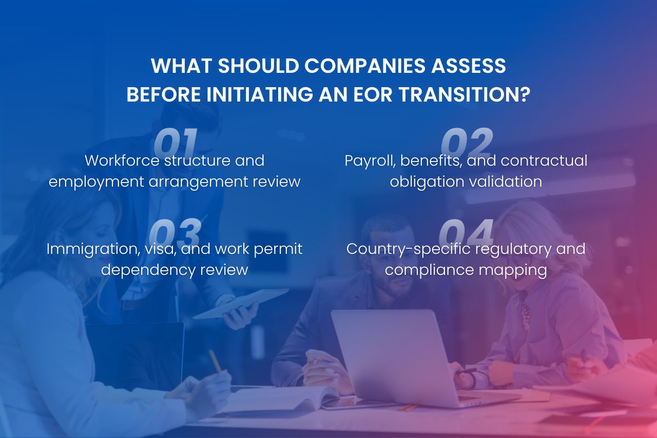 Companies must review workforce structure, payroll obligations, and compliance dependencies to reduce transition risks before changing.