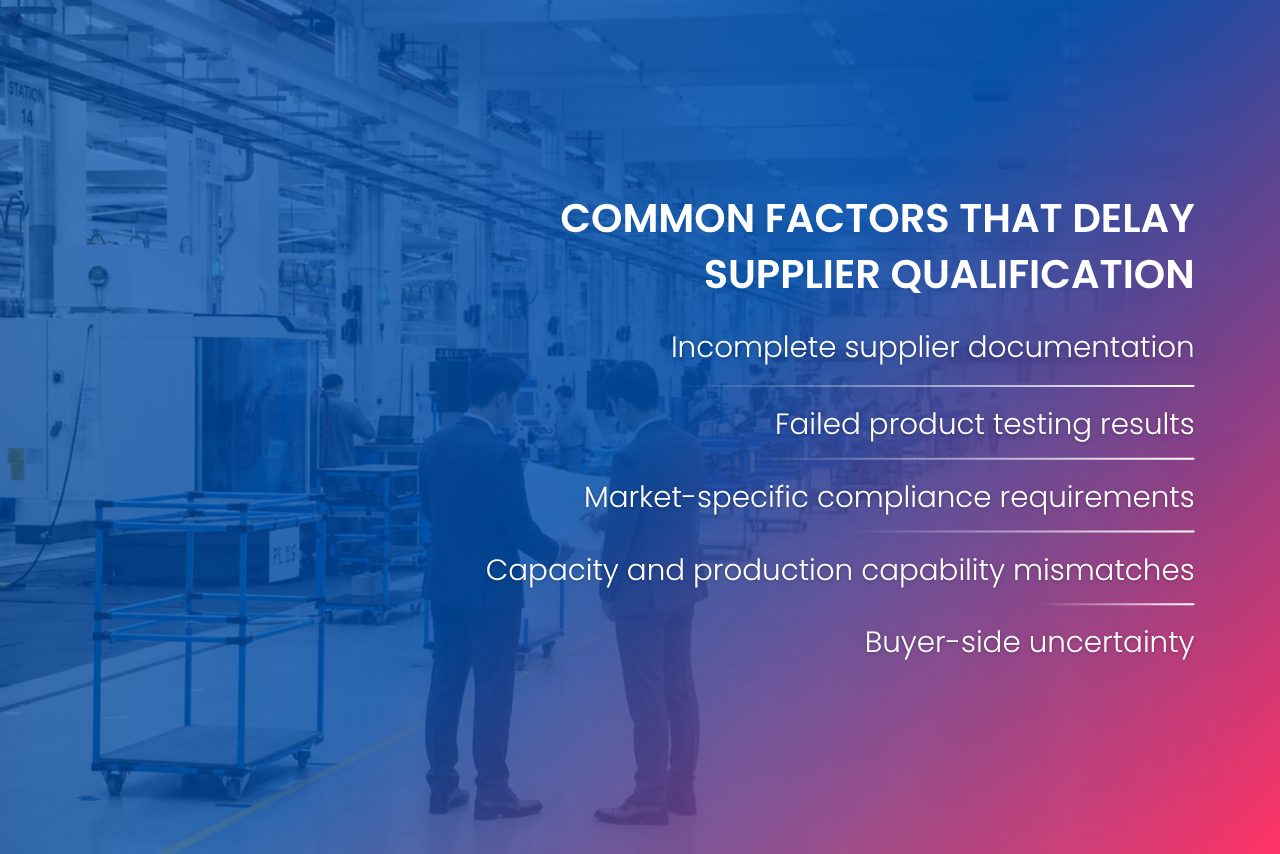 Common supplier qualification delays often result from documentation gaps, testing issues, and approval bottlenecks.