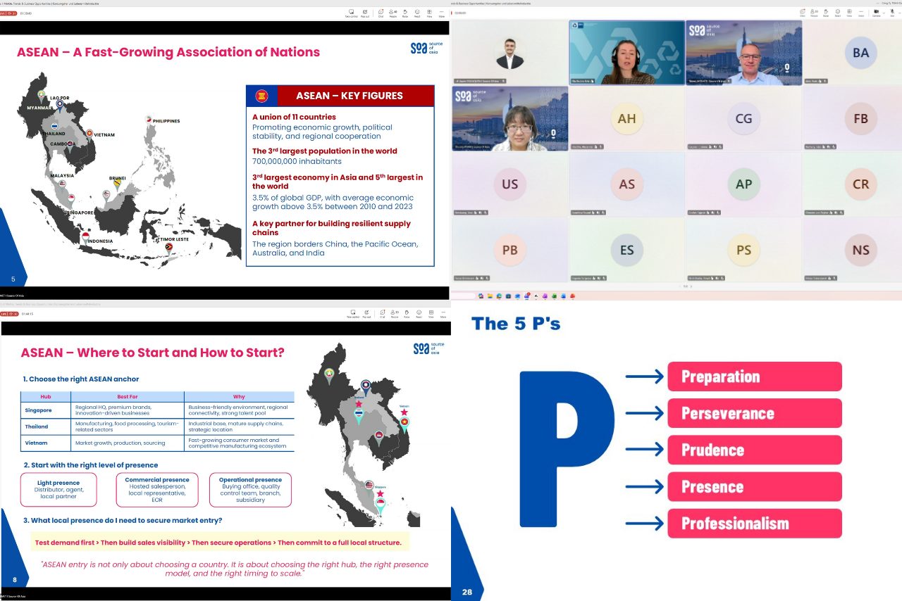 IHK webinar participants attending a presentation on ASEAN expansion strategy and the five principles of successful market entry.