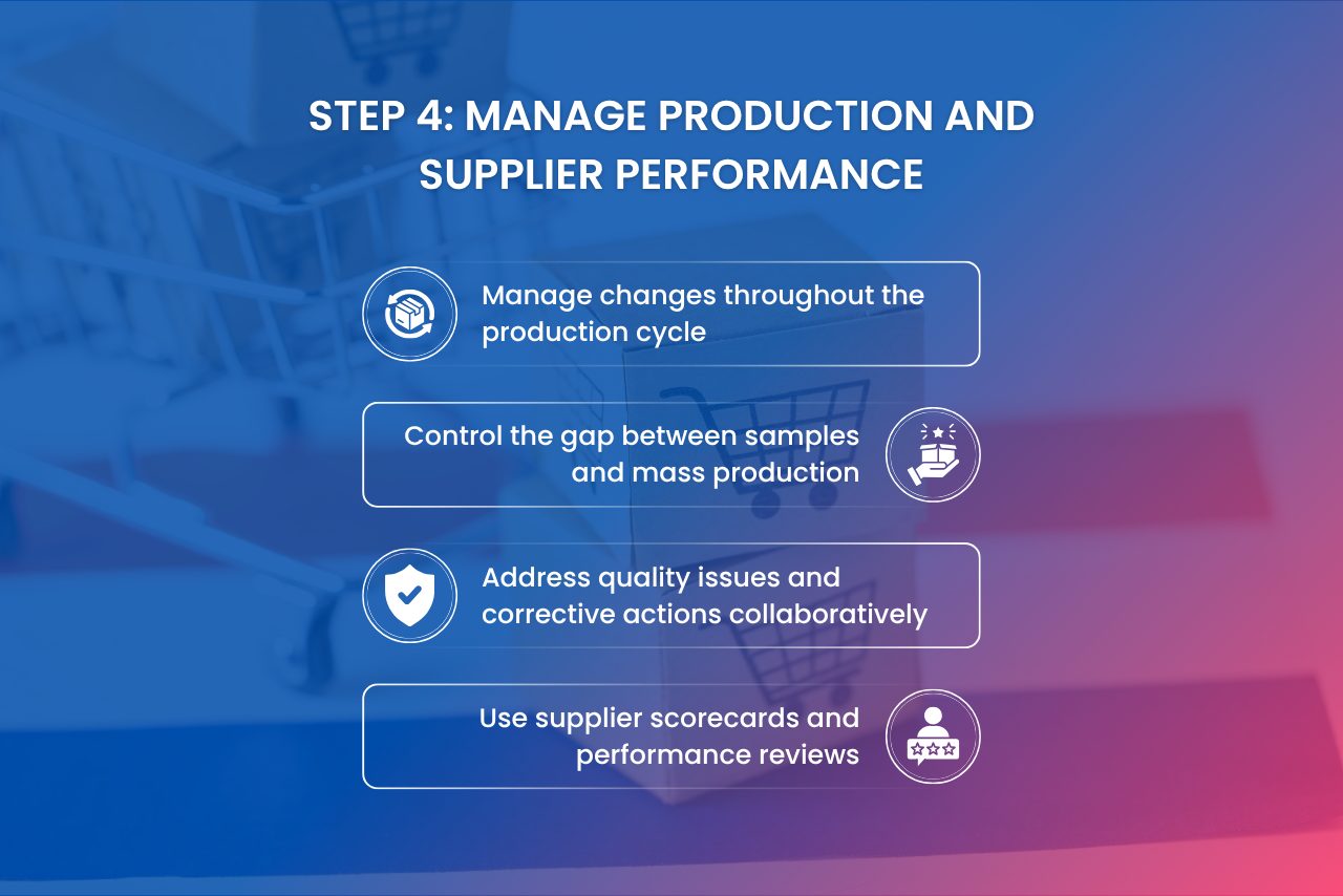 Business manages production changes, quality issues, and supplier performance to maintain stable sourcing outcomes