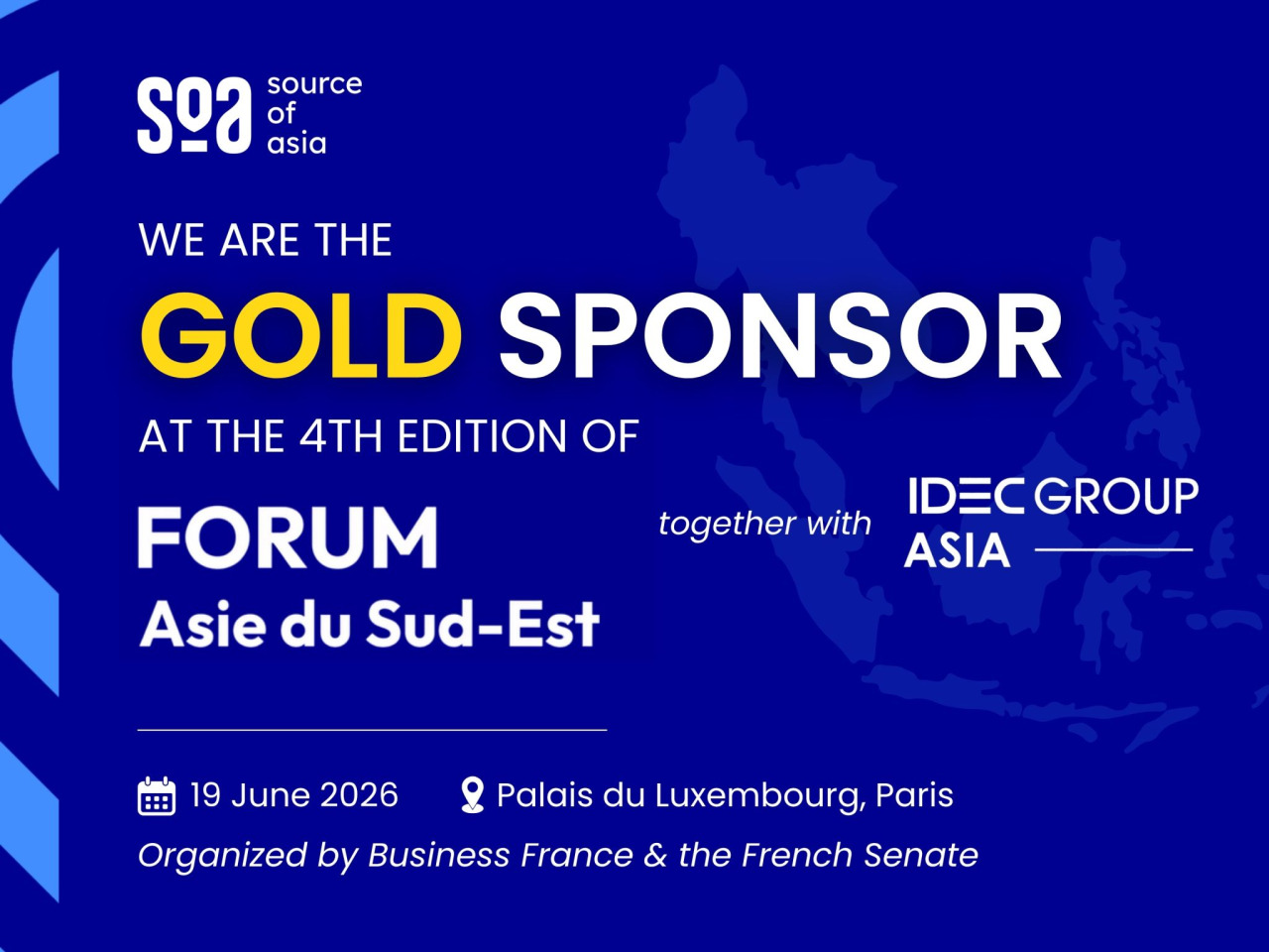 Source of Asia announced as Gold Sponsor of the 4th Southeast Asia Business Forum with IDEC Asia.