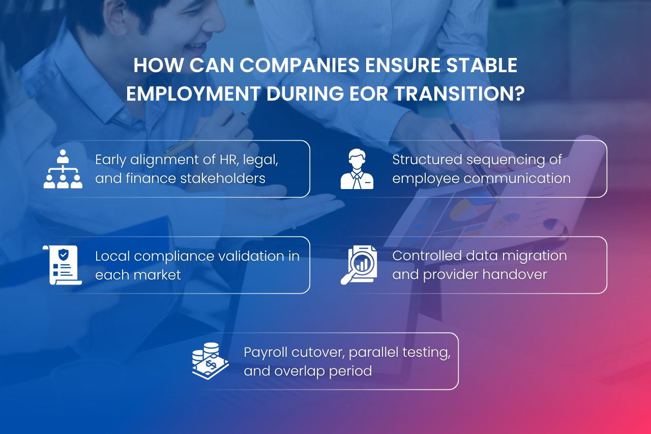 Stable employment during EOR transition requires coordinated execution across HR, legal, finance, communication, and local compliance teams.