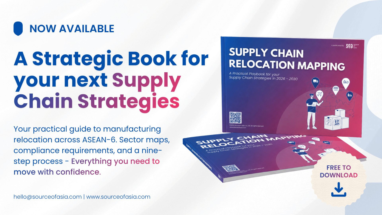 Supply Chain Relocation Mapping guidebook for ASEAN-6 manufacturing relocation, sector maps, compliance requirements, and a 9-step process.