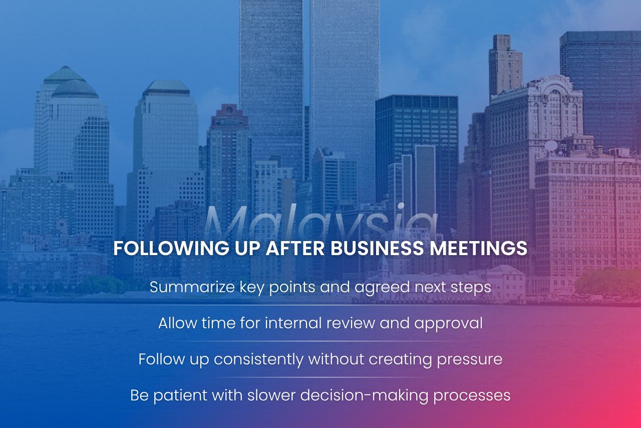 Following up after business meetings with Malaysian business partners