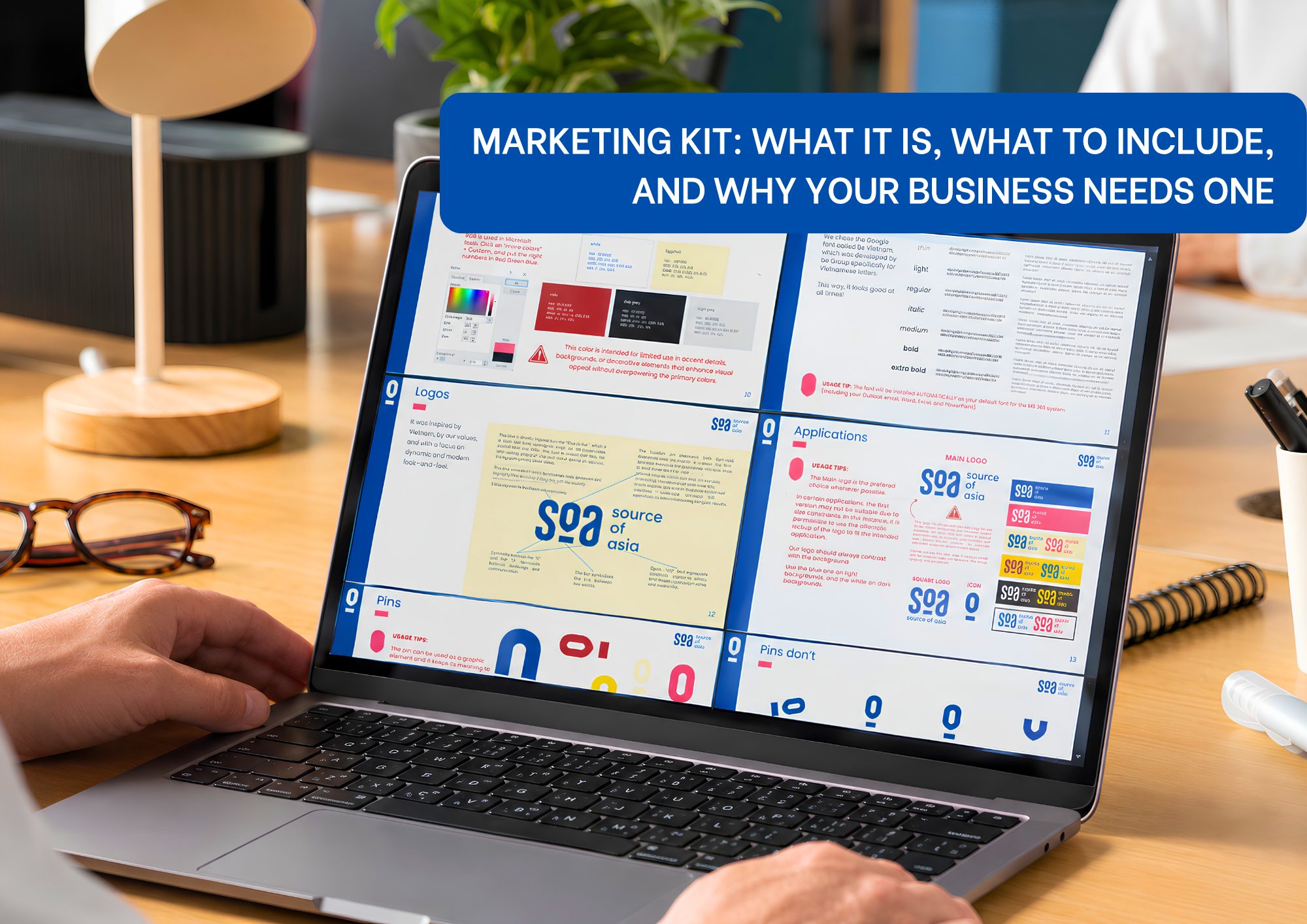 Corporate Marketing Kit Digital marketing kit arranged on a desk